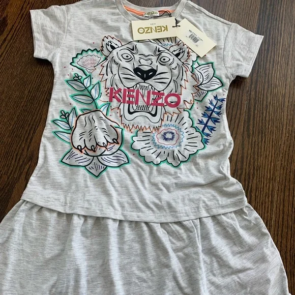 Kenzo | Dresses | Girls Kenzo Cotton Dress With Logo Tiger Design Size |  Poshmark